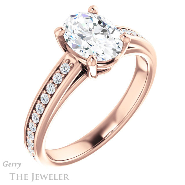 Oval Shaped Forever One Moissanite Engagement Ring #GTJ1090-oval-fo-r