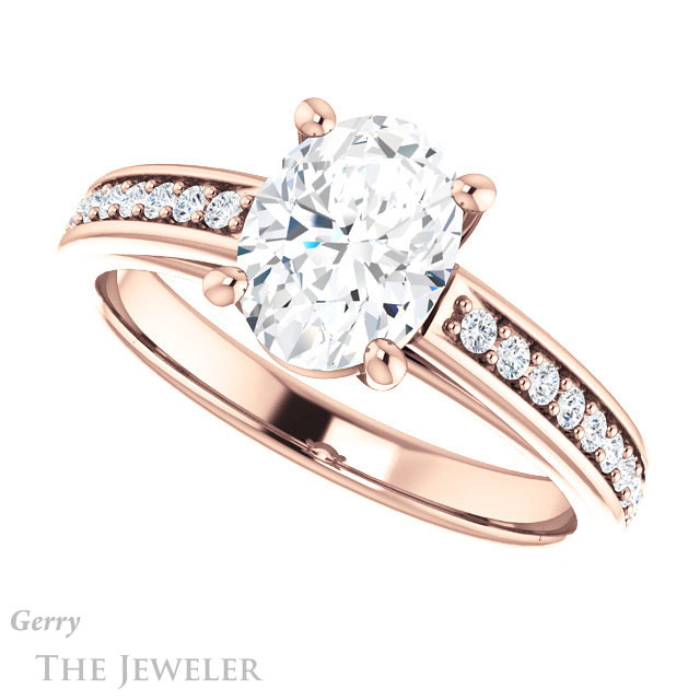 Oval Shaped Forever One Moissanite Engagement Ring #GTJ1090-oval-fo-r