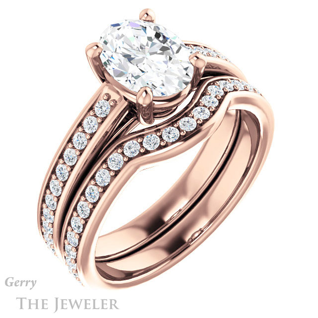 Oval Shaped Forever One Moissanite Engagement Ring #GTJ1090-oval-fo-r