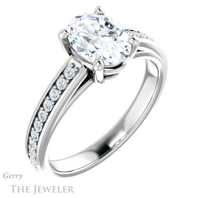 Oval Shaped Forever One Moissanite Engagement Ring #GTJ1090-oval-fo-w 4 Oval Shaped Forever One Moissanite Engagement Ring #GTJ1090-oval-fo-w