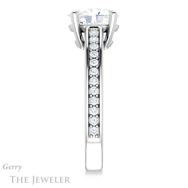 Oval Shaped Forever One Moissanite Engagement Ring #GTJ1090-oval-fo-w 3 Oval Shaped Forever One Moissanite Engagement Ring #GTJ1090-oval-fo-w