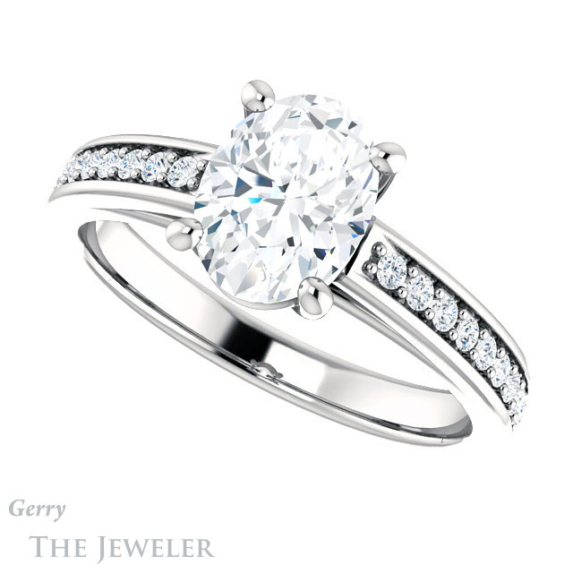 Oval Shaped Forever One Moissanite Engagement Ring #GTJ1090-oval-fo-w 5 Oval Shaped Forever One Moissanite Engagement Ring #GTJ1090-oval-fo-w