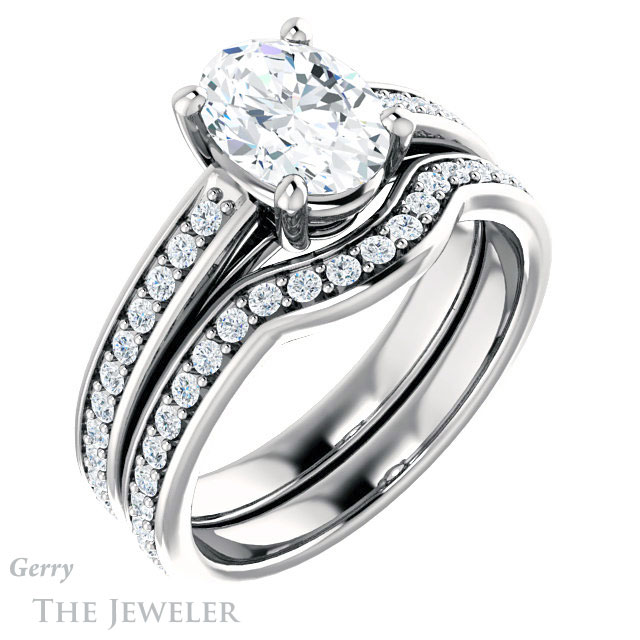 Oval Shaped Forever One Moissanite Engagement Ring #GTJ1090-oval-fo-w 6 Oval Shaped Forever One Moissanite Engagement Ring #GTJ1090-oval-fo-w