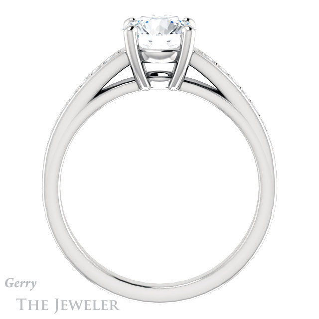 Round Cut Forever One Moissanite Engagement Ring #GTJ1090-round-fo-w
