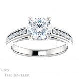 Round Cut Forever One Moissanite Engagement Ring #GTJ1090-round-fo-w
