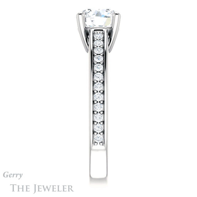 Round Cut Forever One Moissanite Engagement Ring #GTJ1090-round-fo-w