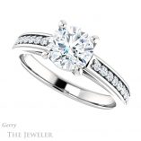 Round Cut Forever One Moissanite Engagement Ring #GTJ1090-round-fo-w