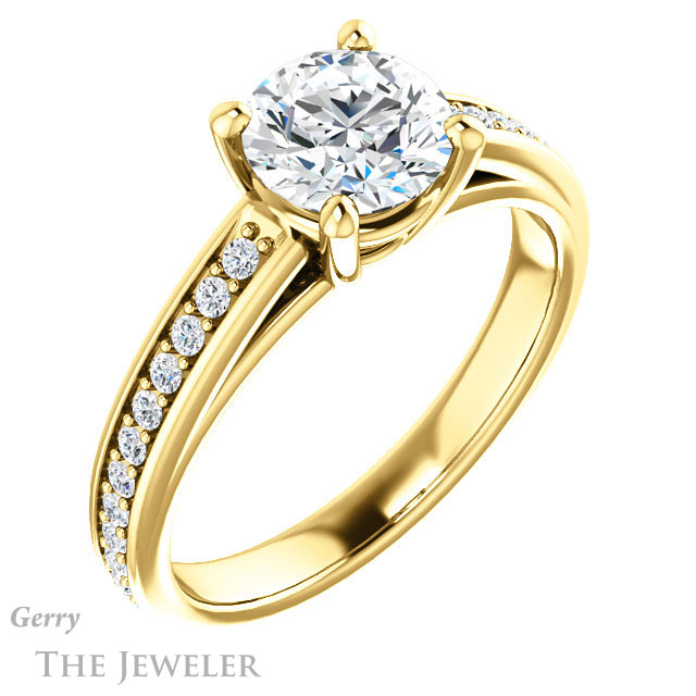 Round Cut Forever One Moissanite Engagement Ring #GTJ1090-round-fo-y