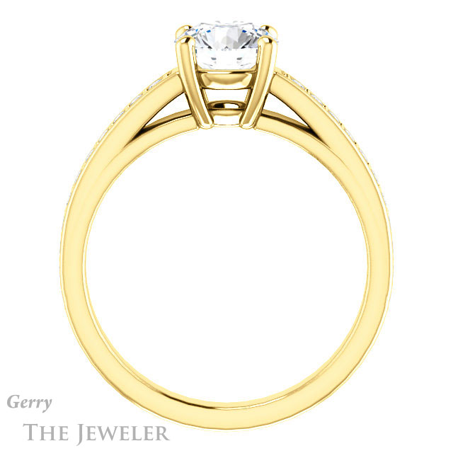 Round Cut Forever One Moissanite Engagement Ring #GTJ1090-round-fo-y