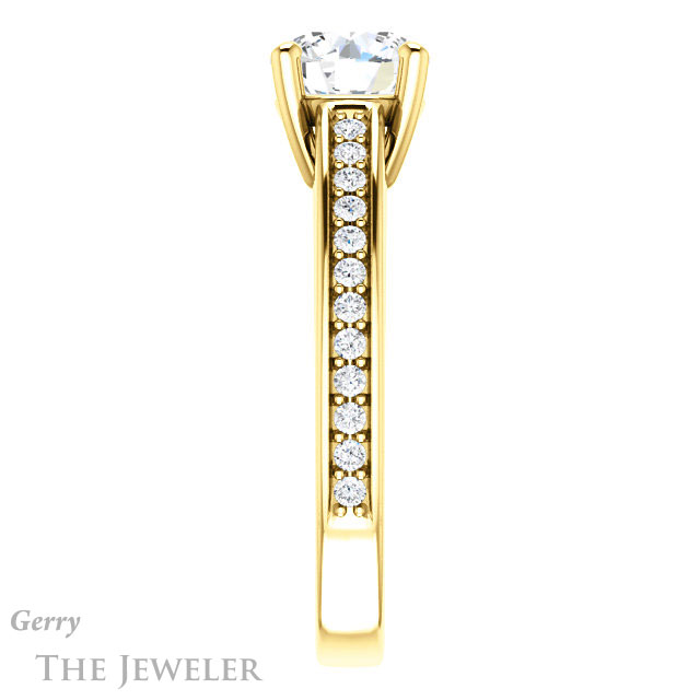 Round Cut Forever One Moissanite Engagement Ring #GTJ1090-round-fo-y