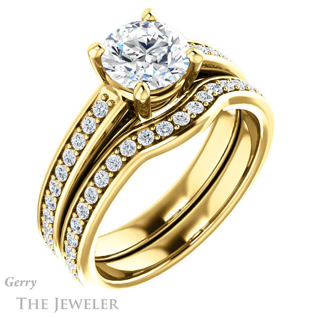 Round Cut Forever One Moissanite Engagement Ring #GTJ1090-round-fo-y