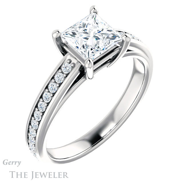 Princess Cut Forever One Moissanite Engagement Ring #GTJ1090-square-fo-w 4 Princess Cut Forever One Moissanite Engagement Ring #GTJ1090-square-fo-w