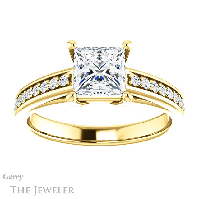 Princess Cut Forever One Moissanite Engagement Ring #GTJ1090-square-fo-y