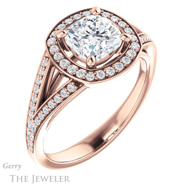 Cushion Cut Forever One Moissanite Engagement Ring #GTJ1091-cushion-fo-r