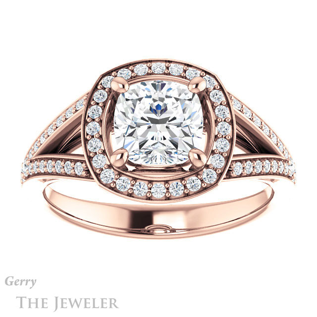 Cushion Cut Forever One Moissanite Engagement Ring #GTJ1091-cushion-fo-r