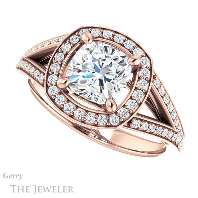 Cushion Cut Forever One Moissanite Engagement Ring #GTJ1091-cushion-fo-r