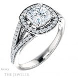Cushion Cut Forever One Moissanite Engagement Ring #GTJ1091-cushion-fo-w 4 Cushion Cut Forever One Moissanite Engagement Ring #GTJ1091-cushion-fo-w