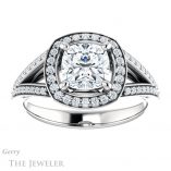 Cushion Cut Forever One Moissanite Engagement Ring #GTJ1091-cushion-fo-w 1 Cushion Cut Forever One Moissanite Engagement Ring #GTJ1091-cushion-fo-w