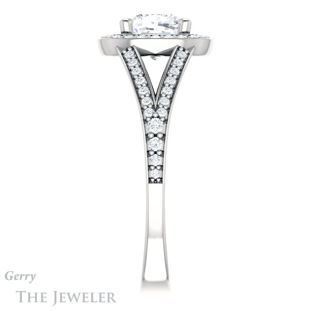 Cushion Cut Forever One Moissanite Engagement Ring #GTJ1091-cushion-fo-w 3 Cushion Cut Forever One Moissanite Engagement Ring #GTJ1091-cushion-fo-w