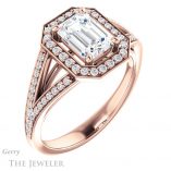 Emerald Cut Forever One Moissanite Engagement Ring #GTJ1091-emerald-fb-r 4 Emerald Cut Forever Brilliant Moissanite Engagement Ring #GTJ1091-emerald-fb-r