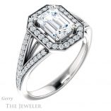 Emerald Cut Forever Brilliant Moissanite Engagement Ring #GTJ1091-emerald-fb-w