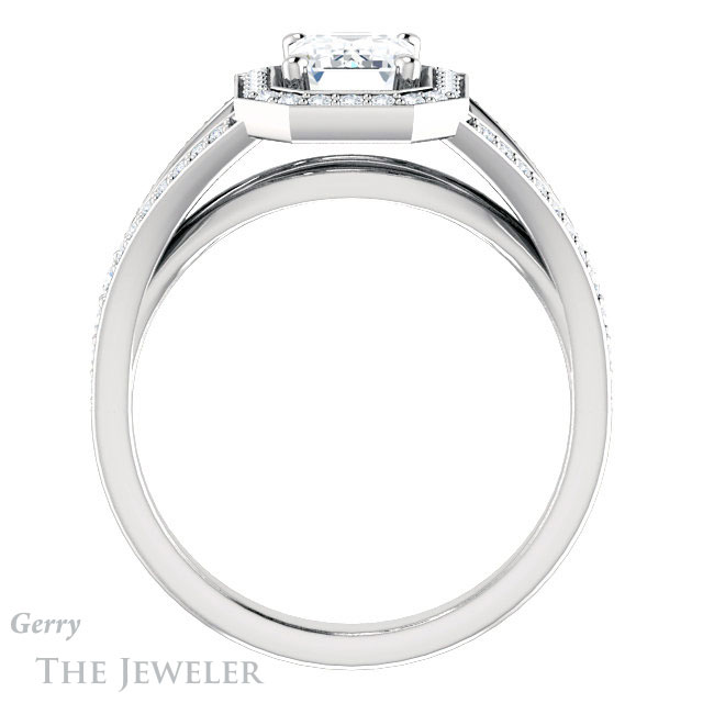 Emerald Cut Forever Brilliant Moissanite Engagement Ring #GTJ1091-emerald-fb-w