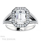 Emerald Cut Forever Brilliant Moissanite Engagement Ring #GTJ1091-emerald-fb-w
