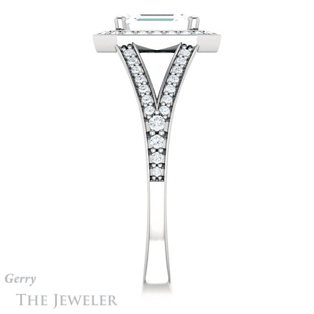 Emerald Cut Forever Brilliant Moissanite Engagement Ring #GTJ1091-emerald-fb-w