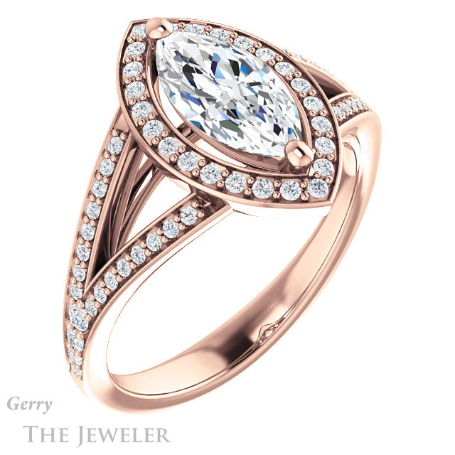 Marquise Cut Forever Brilliant Moissanite Engagement Ring #GTJ1091-marquise-fb-r