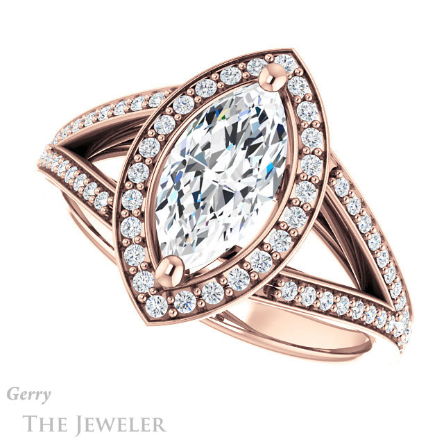 Marquise Cut Forever Brilliant Moissanite Engagement Ring #GTJ1091-marquise-fb-r