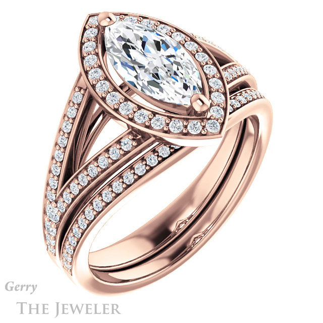 Marquise Cut Forever Brilliant Moissanite Engagement Ring #GTJ1091-marquise-fb-r