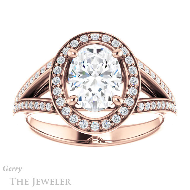 Oval Shaped Forever One Moissanite Engagement Ring #GTJ1091-oval-fo-r