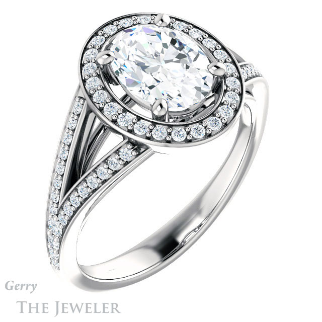 Oval Shaped Forever One Moissanite Engagement Ring #GTJ1091-oval-fo-w 4 Oval Shaped Forever One Moissanite Engagement Ring #GTJ1091-oval-fo-w