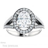 Oval Shaped Forever One Moissanite Engagement Ring #GTJ1091-oval-fo-w 1 Oval Shaped Forever One Moissanite Engagement Ring #GTJ1091-oval-fo-w