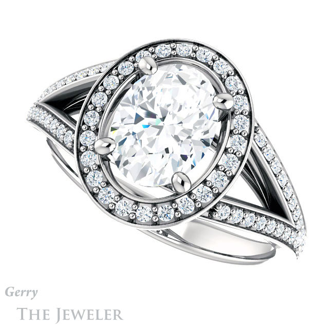 Oval Shaped Forever One Moissanite Engagement Ring #GTJ1091-oval-fo-w 5 Oval Shaped Forever One Moissanite Engagement Ring #GTJ1091-oval-fo-w