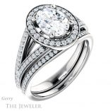Oval Shaped Forever One Moissanite Engagement Ring #GTJ1091-oval-fo-w 6 Oval Shaped Forever One Moissanite Engagement Ring #GTJ1091-oval-fo-w