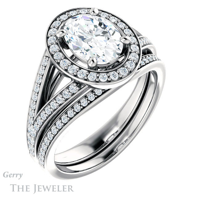 Oval Shaped Forever One Moissanite Engagement Ring #GTJ1091-oval-fo-w 6 Oval Shaped Forever One Moissanite Engagement Ring #GTJ1091-oval-fo-w