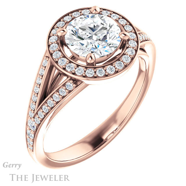 Round Cut Forever One Moissanite Engagement Ring #GTJ1091-round-fo-r