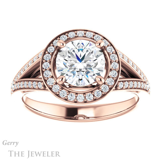 Round Cut Forever One Moissanite Engagement Ring #GTJ1091-round-fo-r