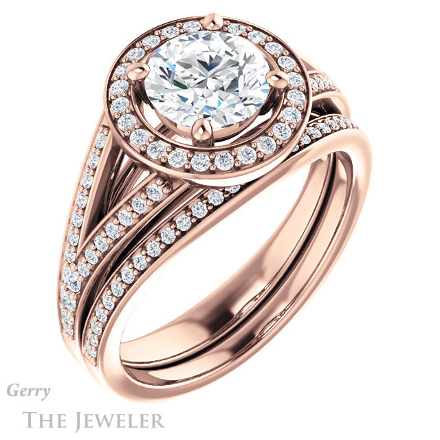 Round Cut Forever One Moissanite Engagement Ring #GTJ1091-round-fo-r