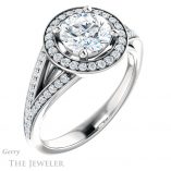Round Cut Forever One Moissanite Engagement Ring #GTJ1091-round-fo-w 4 Round Cut Forever One Moissanite Engagement Ring #GTJ1091-round-fo-w