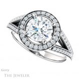 Round Cut Forever One Moissanite Engagement Ring #GTJ1091-round-fo-w 5 Round Cut Forever One Moissanite Engagement Ring #GTJ1091-round-fo-w