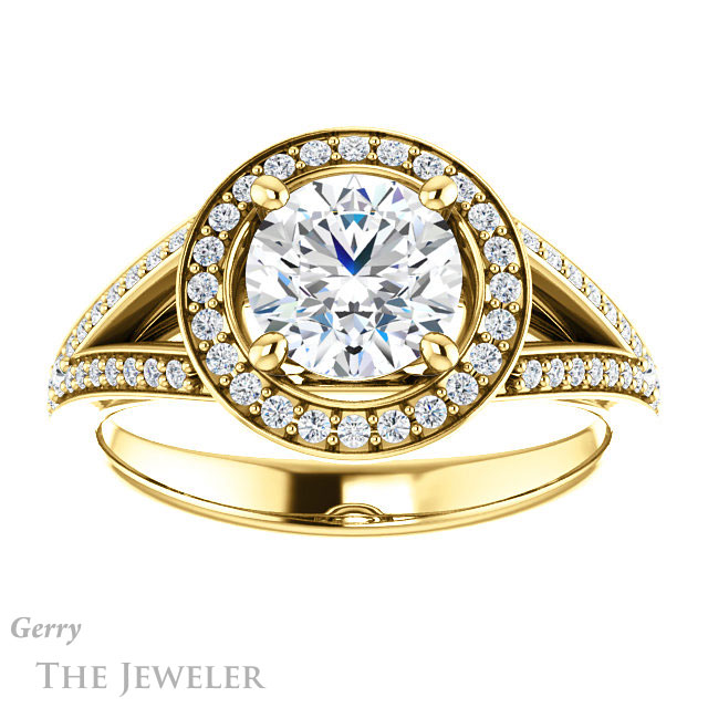 Round Cut Forever One Moissanite Engagement Ring #GTJ1091-round-fo-y