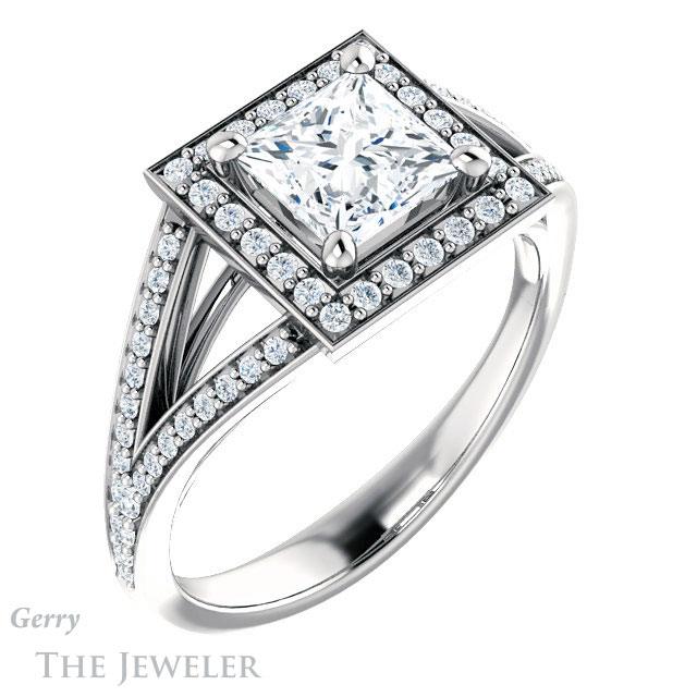 Princess Cut Forever One Moissanite Engagement Ring #GTJ1091-square-fo-w 4 Princess Cut Forever One Moissanite Engagement Ring #GTJ1091-square-fo-w