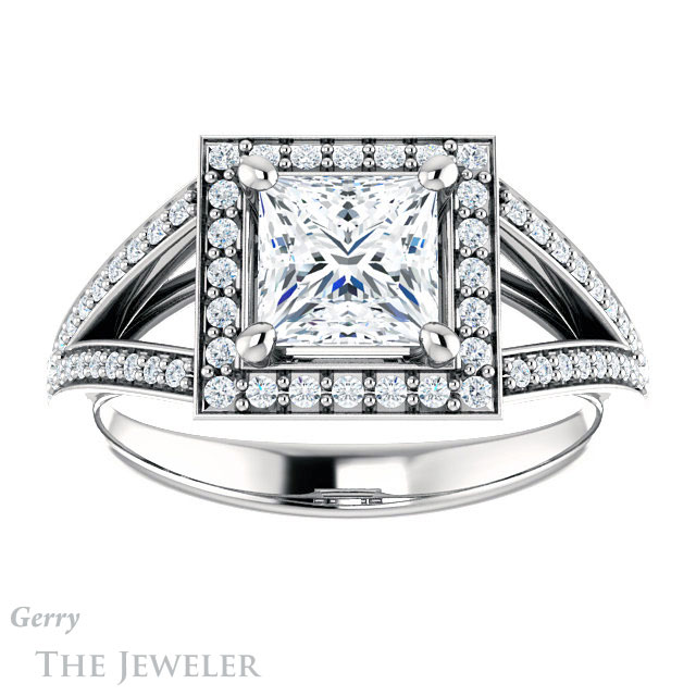 Princess Cut Forever One Moissanite Engagement Ring #GTJ1091-square-fo-w 1 Princess Cut Forever One Moissanite Engagement Ring #GTJ1091-square-fo-w