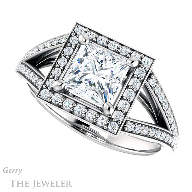 Princess Cut Forever One Moissanite Engagement Ring #GTJ1091-square-fo-w 5 Princess Cut Forever One Moissanite Engagement Ring #GTJ1091-square-fo-w