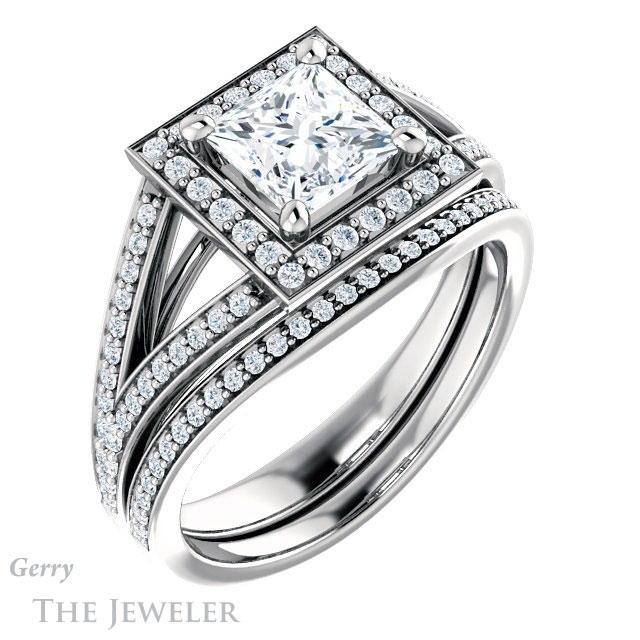 Princess Cut Forever One Moissanite Engagement Ring #GTJ1091-square-fo-w 6 Princess Cut Forever One Moissanite Engagement Ring #GTJ1091-square-fo-w
