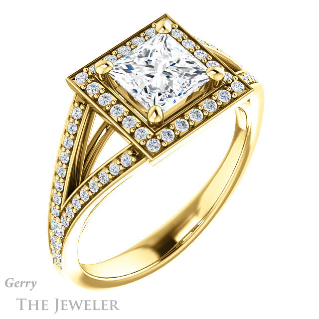 Princess Cut Forever One Moissanite Engagement Ring #GTJ1091-square-fo-y 4 Princess Cut Forever One Moissanite Engagement Ring #GTJ1091-square-fo-y