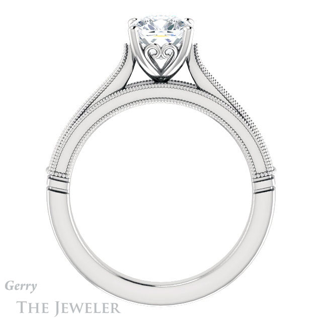 Cushion Cut Forever One Moissanite Engagement Ring #GTJ1092-cushion-fo-w | Gerry The Jeweler Cushion Cut Forever One Moissanite Engagement Ring #GTJ1092-cushion-fo-w