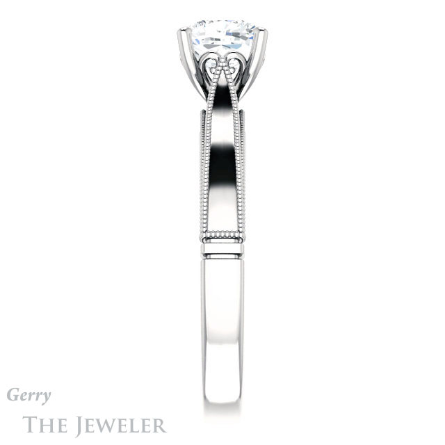 Cushion Cut Forever One Moissanite Engagement Ring #GTJ1092-cushion-fo-w | Gerry The Jeweler Cushion Cut Forever One Moissanite Engagement Ring #GTJ1092-cushion-fo-w